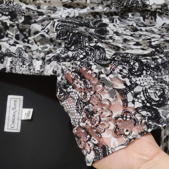Chelsea suite sz 14 dress with a floral blk/wht lace shrug - Picture 4 of 4